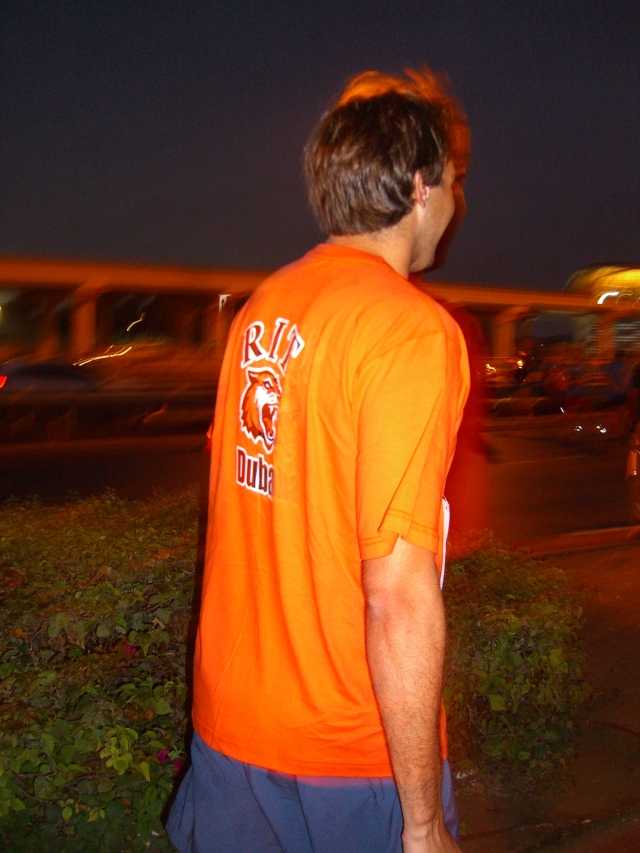 Andy before his race wearing the RIT t-shirt that RIT Dubai had given us for the races